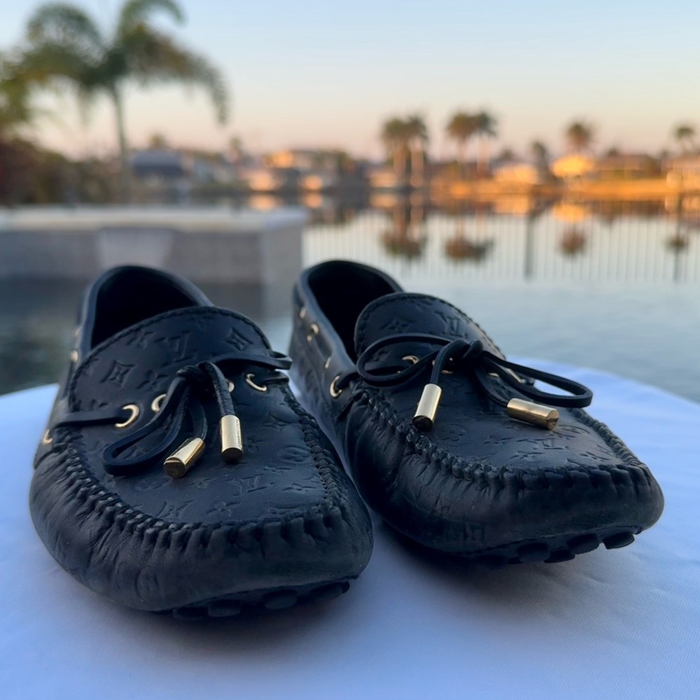 Authentic Louis Vuitton Monogram Leather Driving Loafers